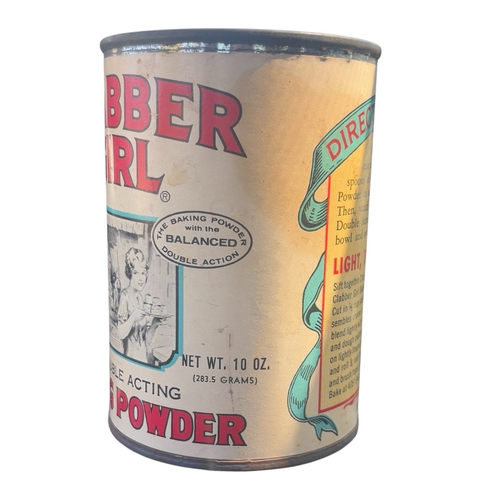 Vintage Clabber Girl Baking Powder Tin Can Advertising Collectible 10 oz - Picture 4 of 6